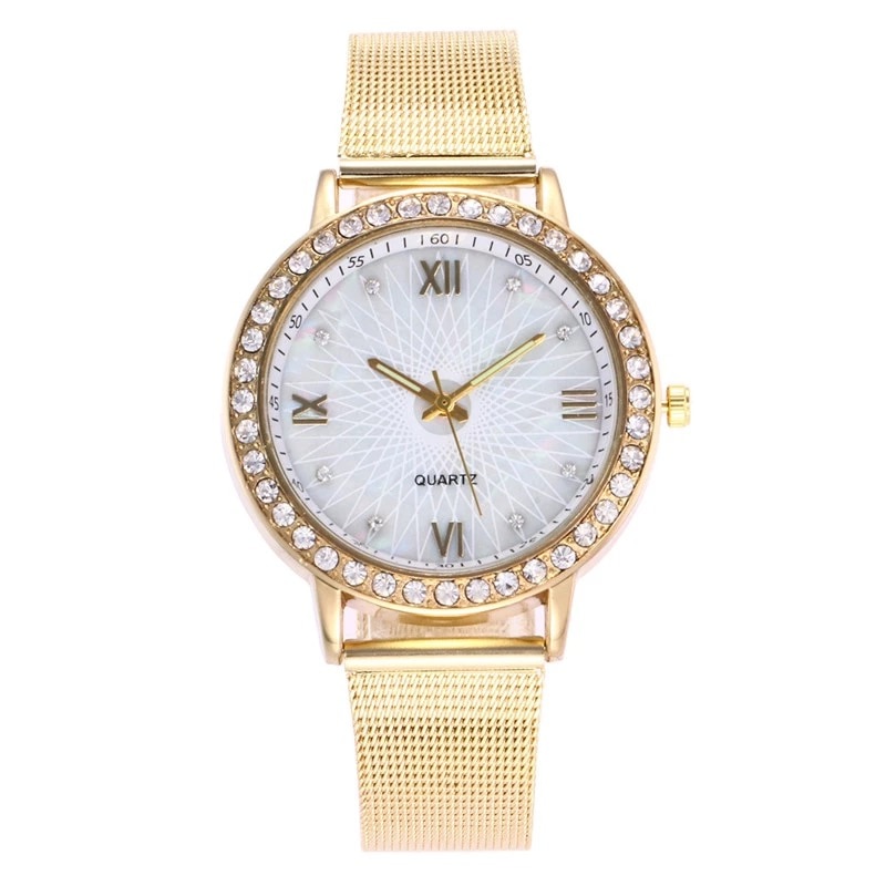 Ceas dama casual, elegant Quartz Geneva M4898 Premium Model, curea metal, afisaj analogic