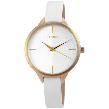 Ceas dama, Raptor, carcasa aurie, cadran doua nuante si curea piele alba Ceas dama, Raptor, carcasa aurie, cadran doua nuante si curea piele alba