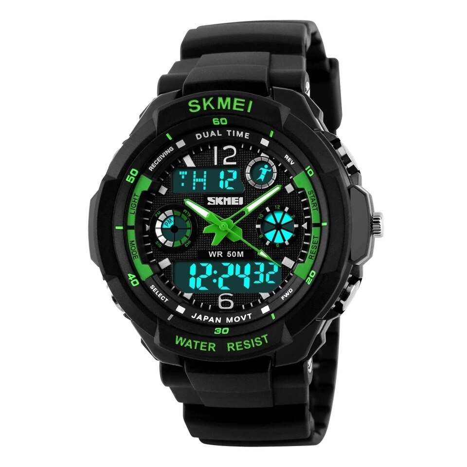 Ceas barbatesc Quartz Skmei casual, sport S0931 verde, curea silicon