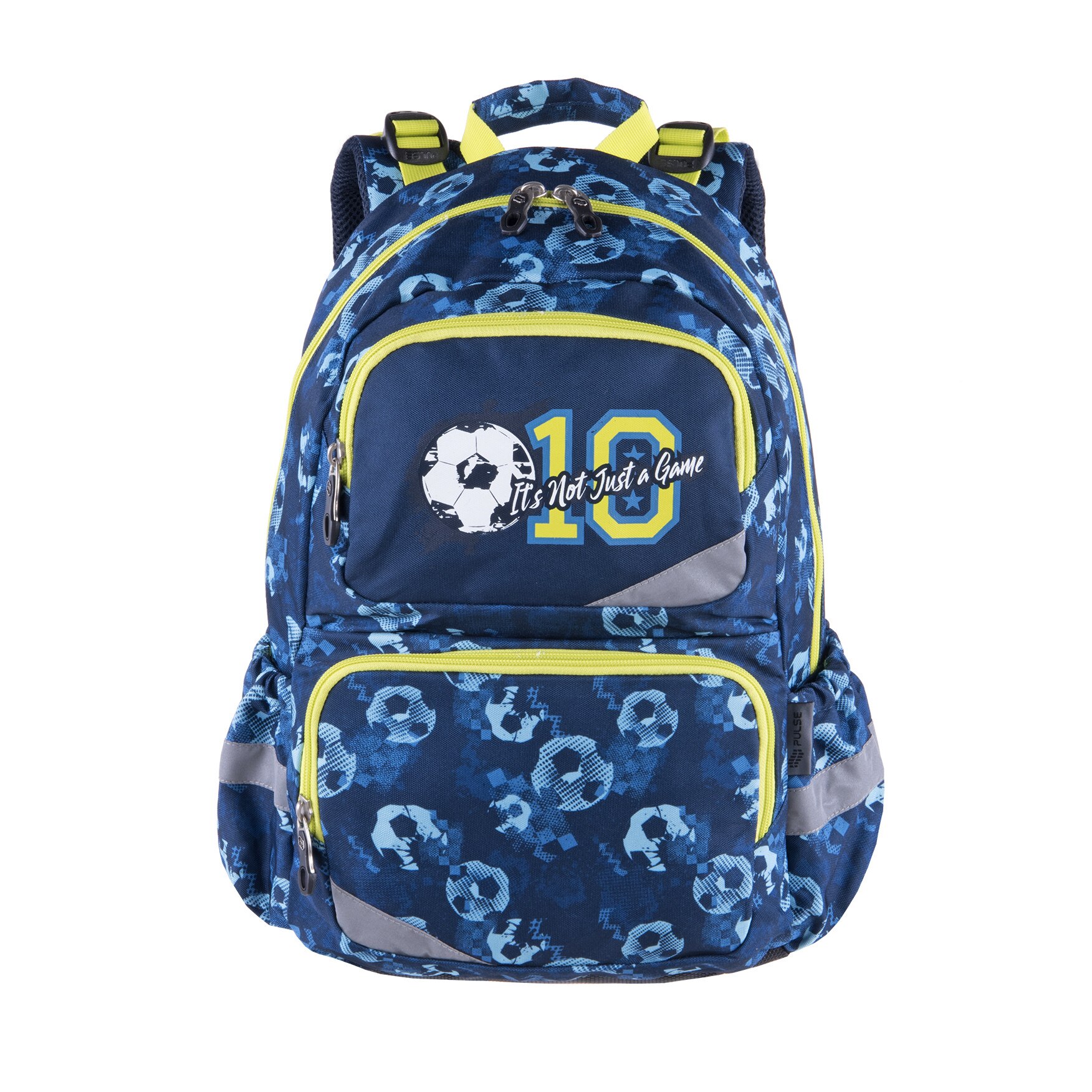 Rucsac pentru baieti Pulse, Anatomic Xl Football 10, 5 compartimente, Impermeabil, 44x32x22cm, Poliester, Albastru