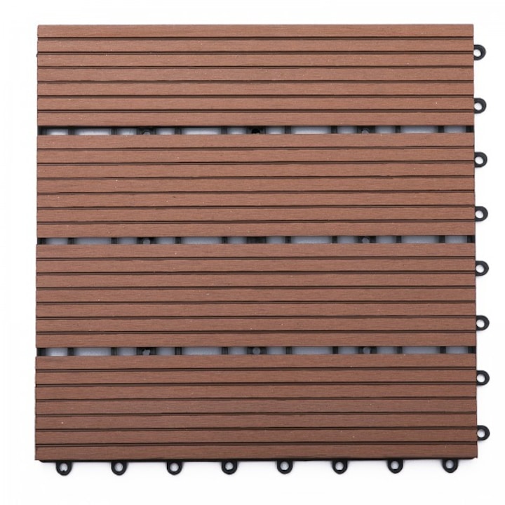 Set 11 placi pentru pardoseli de gradina din HDPE, maro, 30x30x2.2 cm