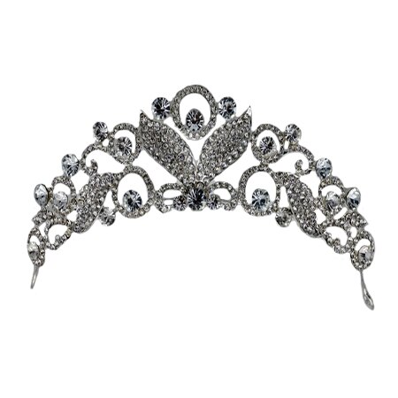 Agrafa eleganta tip coronita, din metal cu strasuri,D&J Exclussive,argintiu