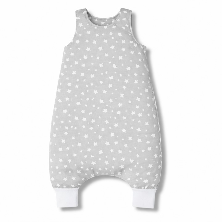 Sac de dormit cu picioare, vara, stele gri, 92 cm,1-3 ani