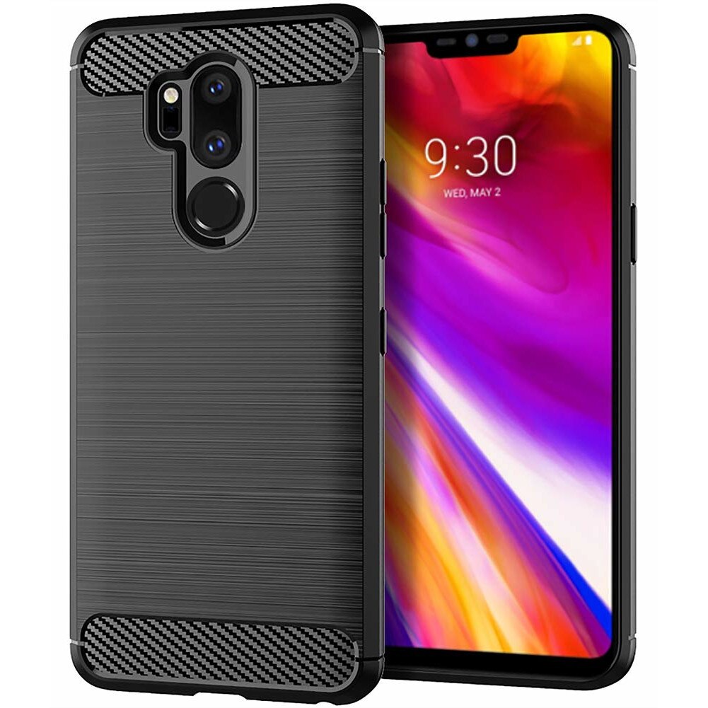 Husa LG G7 Slim Armor Carbon, carcasa spate Antisoc, Negru