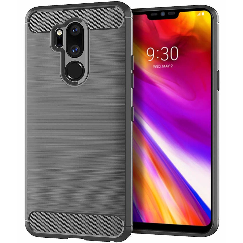 Husa LG G7 Slim Armor Carbon, carcasa spate Antisoc, Gri