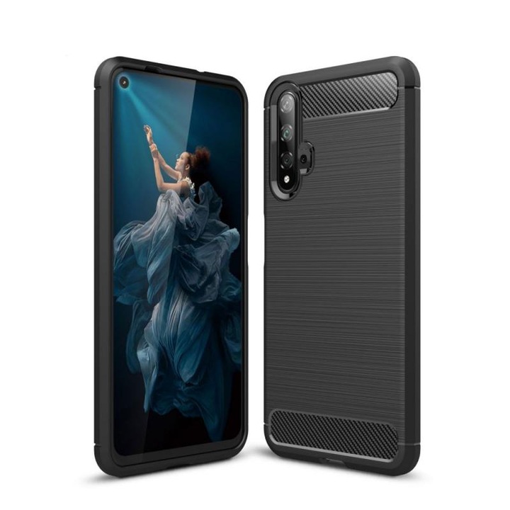 TECH-PROTECT TPUCARBON tok Huawei Nova 5T / Honor 20 fekete