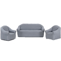 Set huse 321, pentru canapele 3 locuri ,2 locuri si un fotoliu , elastice, fara volane , gri