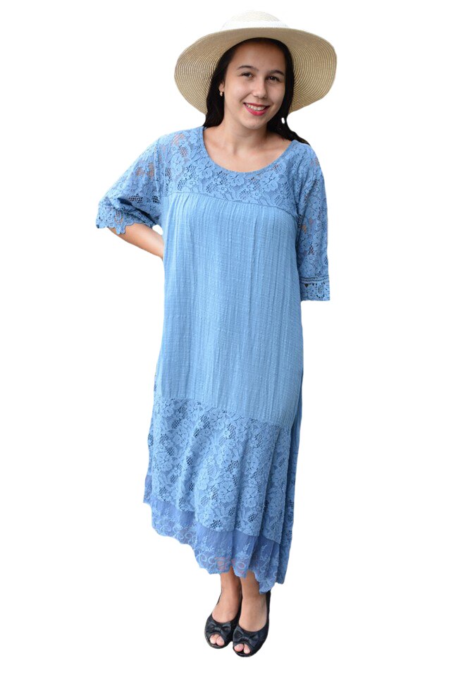 Rochie de vara Mira cu textura vaporoasa ,D&J Exclussive, Albastru