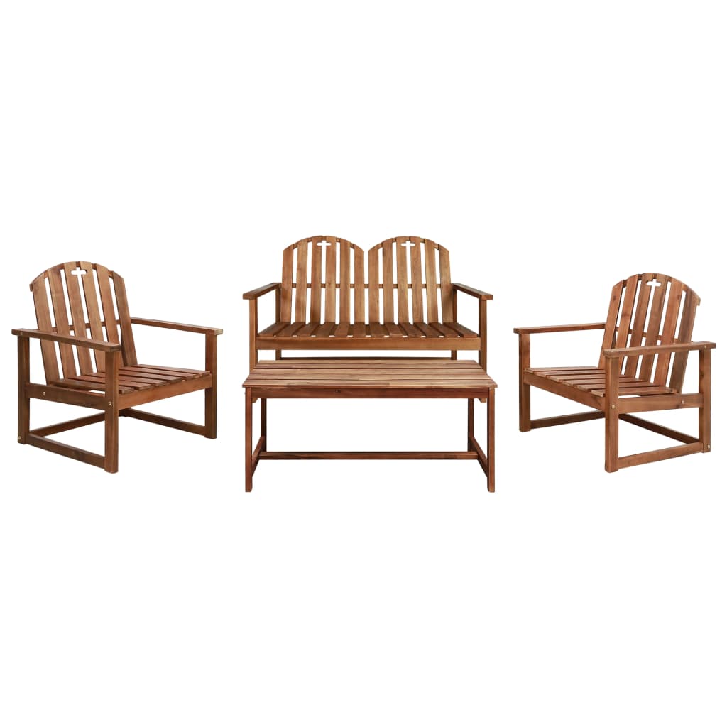 Set mobilier de gradina 4 piese, vidaXL, Maro, 60 x 63 x 79 cm, Lemn acacia