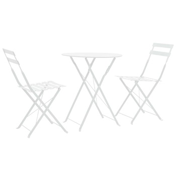 Set mobilier de gradina, 3 piese, vidaXL, Alb, 42 x 40 x 81 cm, Otel Set mobilier de gradina, 3 piese, vidaXL, Alb, 42 x 40 x 81 cm, Otel