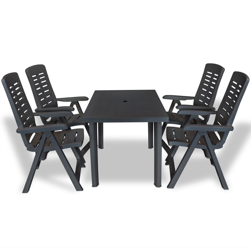 Set mobilier de exterior 5 piese, vidaXL, Gri, Plastic, 126 x 76 x 72 cm