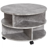 Masa rotunda Homcom cu rafturi din lemn, gri 60x39.5 cm