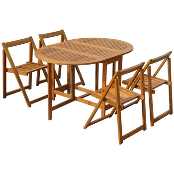 Set mobilier de gradina, pliabil si extensibil, 5 piese, vidaXL, Maro, 130 x 90 x 72 cm Set mobilier de gradina, pliabil si extensibil, 5 piese, vidaXL, Maro, 130 x 90 x 72 cm