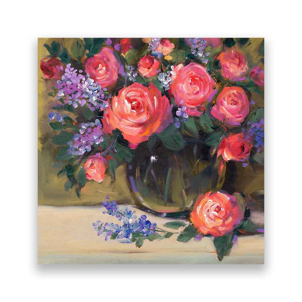 Tablou Canvas - Flori, Buchet, Rosu, 80 x 80 cm