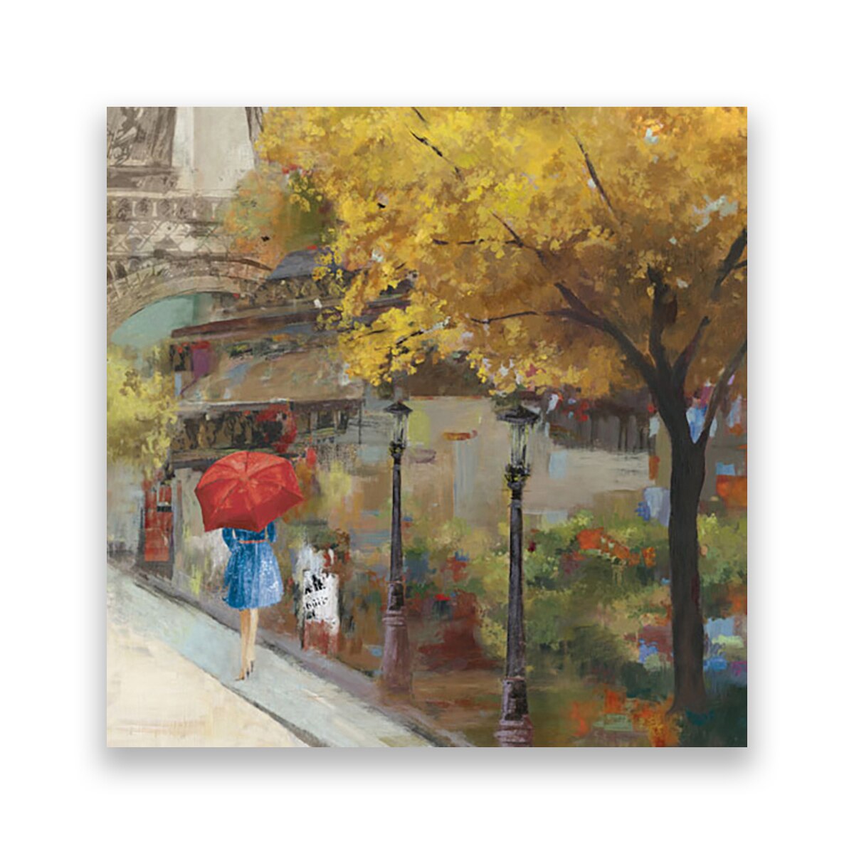 Tablou Canvas - Strada, Paris, Eiffel, Femeie, Toamna, 80 x 80 cm