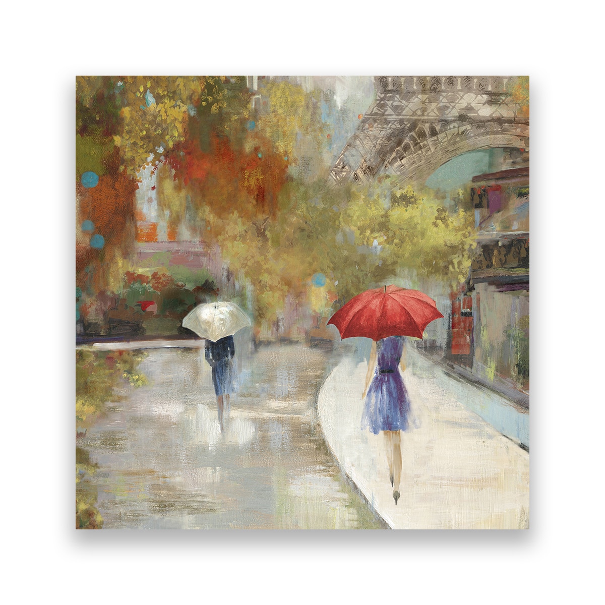 Tablou Canvas - Strada, Paris, Eiffel, Femeie, 80 x 80 cm