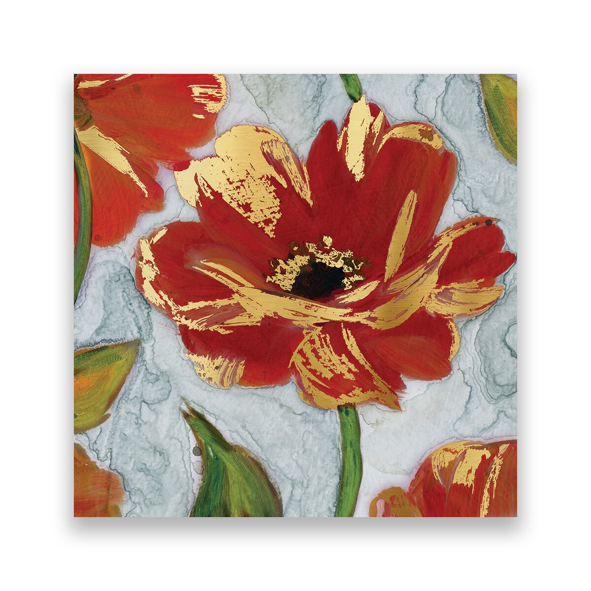 Tablou Canvas - Floral, Papadie, Rosu, 80 x 80 cm