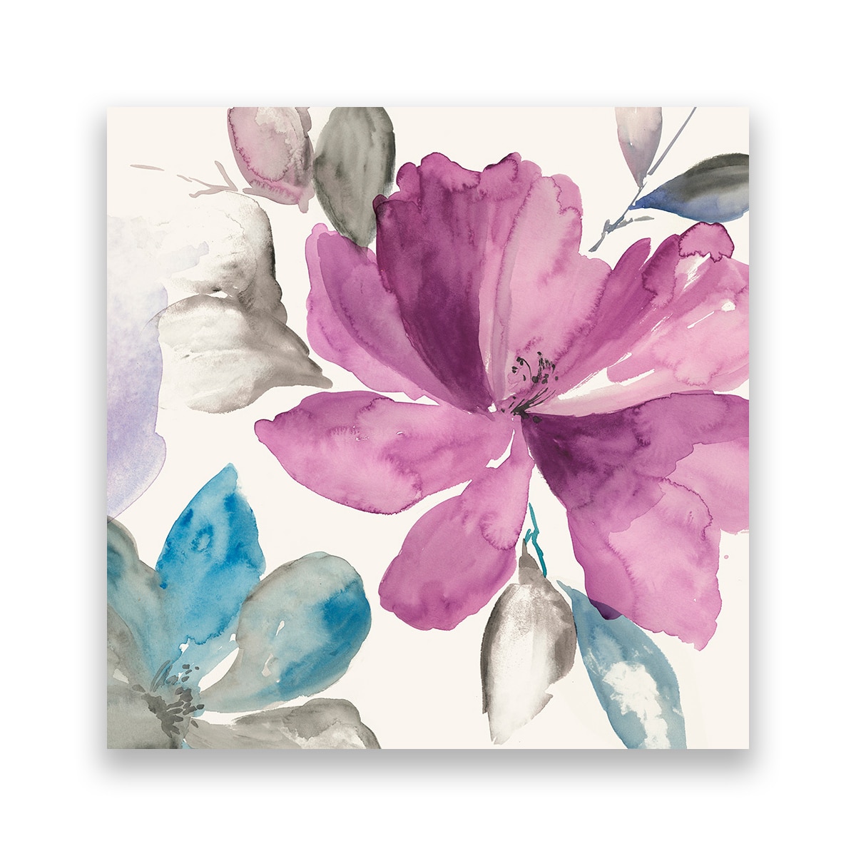 Tablou Canvas - Flori, Mov-Albastru, 80 x 80 cm