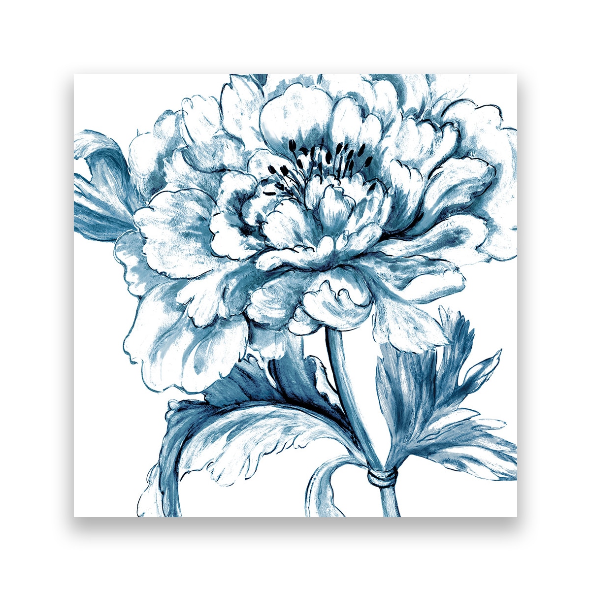 Tablou Canvas - Flori, Trandafiri, Alb-Albastru, Vintage, 60 x 60 cm