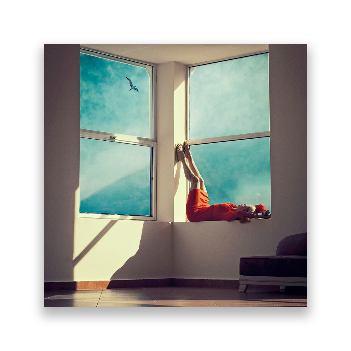 Tablou Canvas - Femeie, Casa, Cer, 80 x 80 cm