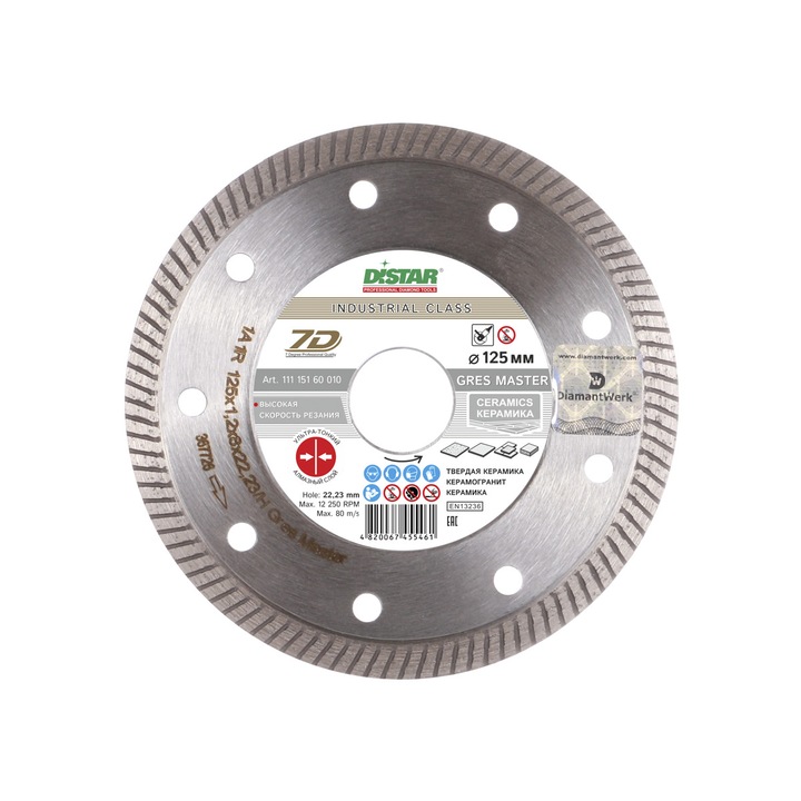 Gyémánt tárcsa DISTAR 125X1,2X8X22,23/H GRES MASTER/kerámia