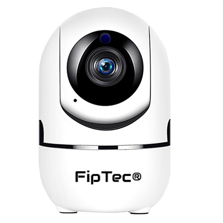 FipTec LV06W WiFi Okoskamera, Full HD, mozgás- és hangriasztás, éjszakai látás, kétirányú hang, Android / Apple / Számítógépes vezérlés, hófehér