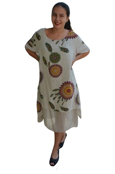 Rochie vaporoasa Melanie cu imprimeu indian, D&J Exclussive, Bej Rochie vaporoasa Melanie cu imprimeu indian, D&J Exclussive, Bej