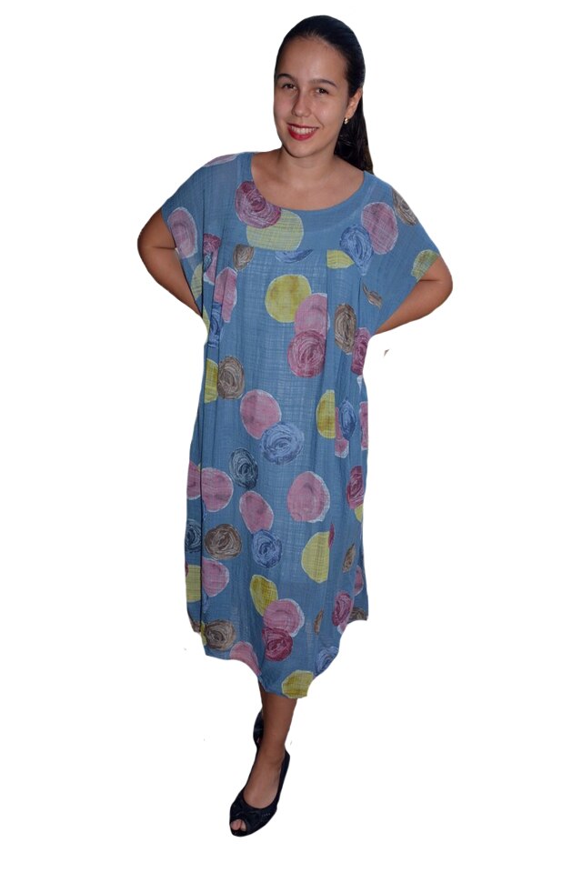 Rochie de vara,vaporoasa Alice model cu buline,D&J Exclussive, Albastru