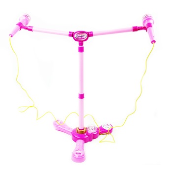 Microfon de jucarie cu stativ reglabil, roz, 100 cm Microfon de jucarie cu stativ reglabil, roz, 100 cm
