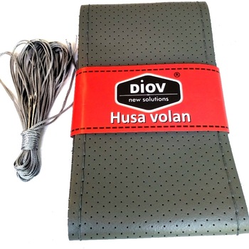 Husa Volan Premium din Piele Naturala Gri Perforata, cu Ac si Ata Gri pentru Cusut marimea M Husa Volan Premium din Piele Naturala Gri Perforata, cu Ac si Ata Gri pentru Cusut marimea M