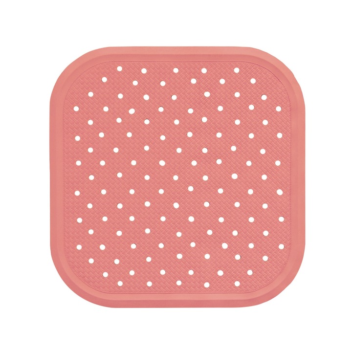 Covoras antiderapant de dus, cu ventuze pentru fixare 56x56cm roz