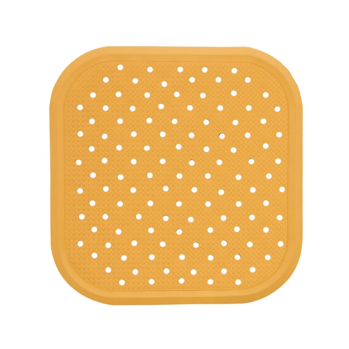 Covoras din cauciuc natural de dus, antiderapant 56x56cm, galben