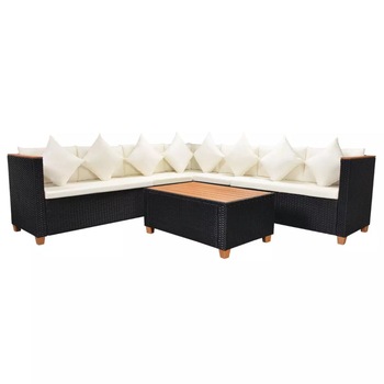 Set mobilier de gradina 5 piese, vidaXL, Poliratan, 114 x 60 x 70 cm, Negru Set mobilier de gradina 5 piese, vidaXL, Poliratan, 114 x 60 x 70 cm, Negru