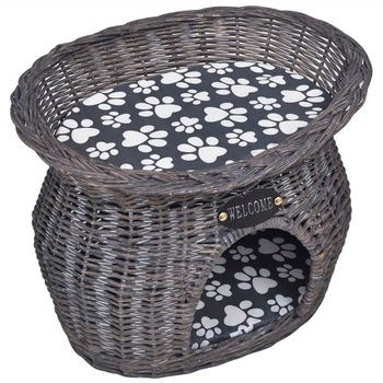 Culcus cu doua niveluri pentru pisici, vidaXL, Salcie impletita, , Bej, 40 x 45 x 34 cm Culcus cu doua niveluri pentru pisici, vidaXL, Salcie impletita, , Bej, 40 x 45 x 34 cm