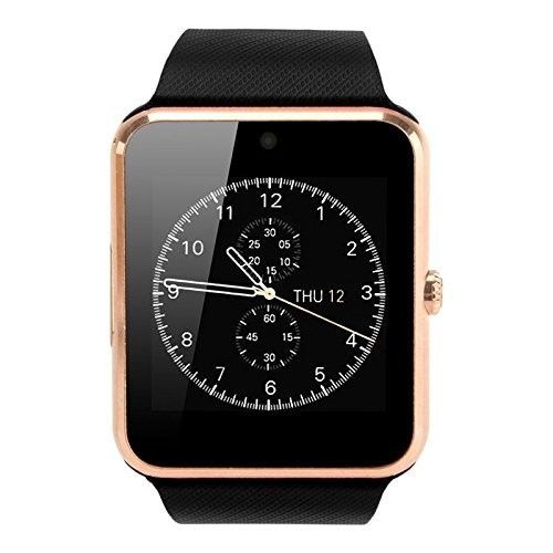 Ceas Smartwatch Exclusiv cu Telefon GT08, Bluetooth, Ecran LCD antizgarieturi, Aluminium,Camera 1.3 MP,Auriu