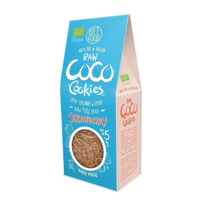 Fursecuri Raw Vegane cu Cocos si Capsuni Bio 80gr Diet Food