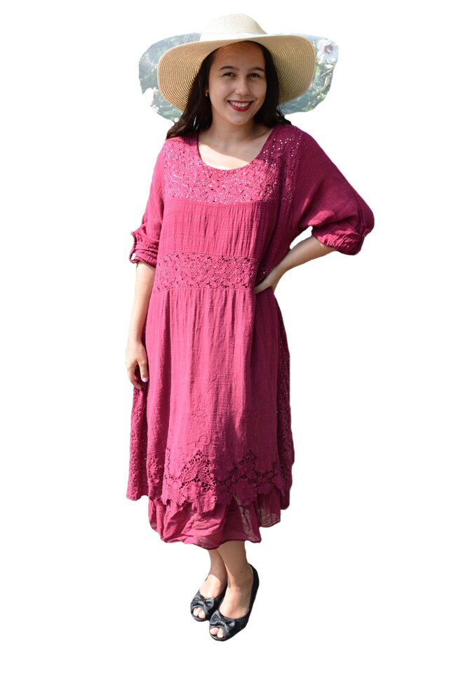 Rochie vaporoasa Laura cu insertii de dantela si paiete,D&J Exclussive, Marsala