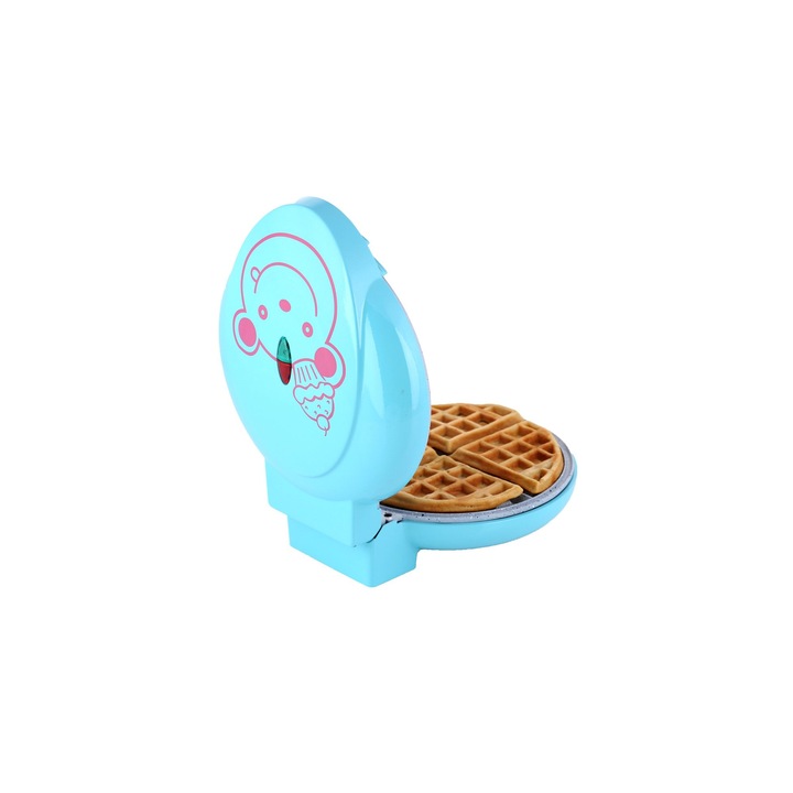 Aparat de Facut Vafe Hausberg, Putere 1300 W, 4 Compartimente pentru Vafe, Placi Antiaderente, Carcasa Rezistenta, Indicator Luminos, Design Modern, Albastru