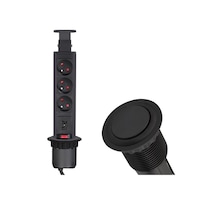 Coloana 3 prize Schuko si doua USB incorporabila in blat, finisaj negru