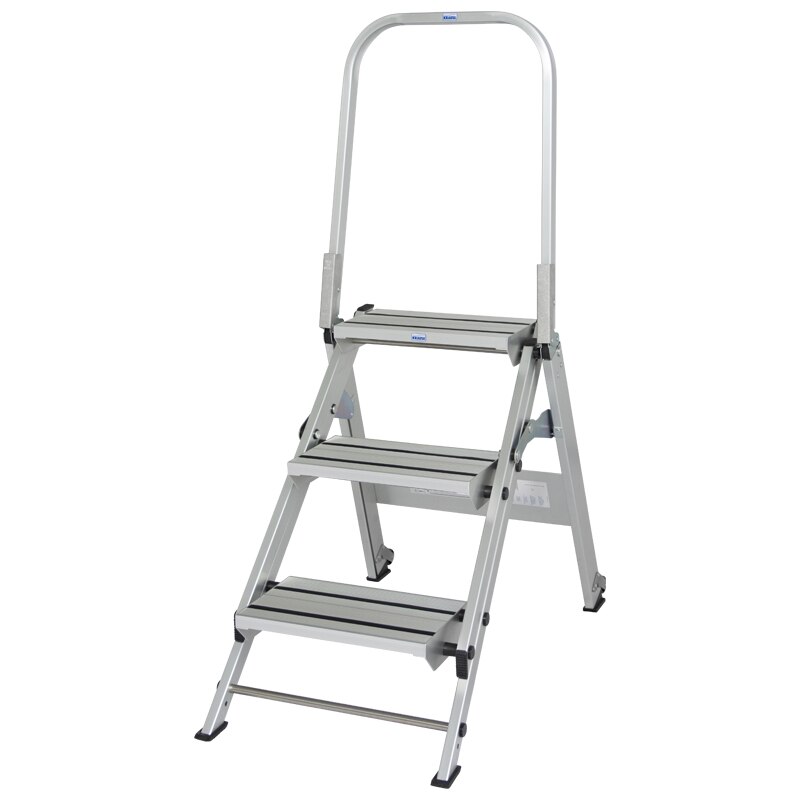 Scara pliabila cu trepte late si balustrada, Krause, STABILO, 3 trepte, inaltime de lucru max. 2.65m