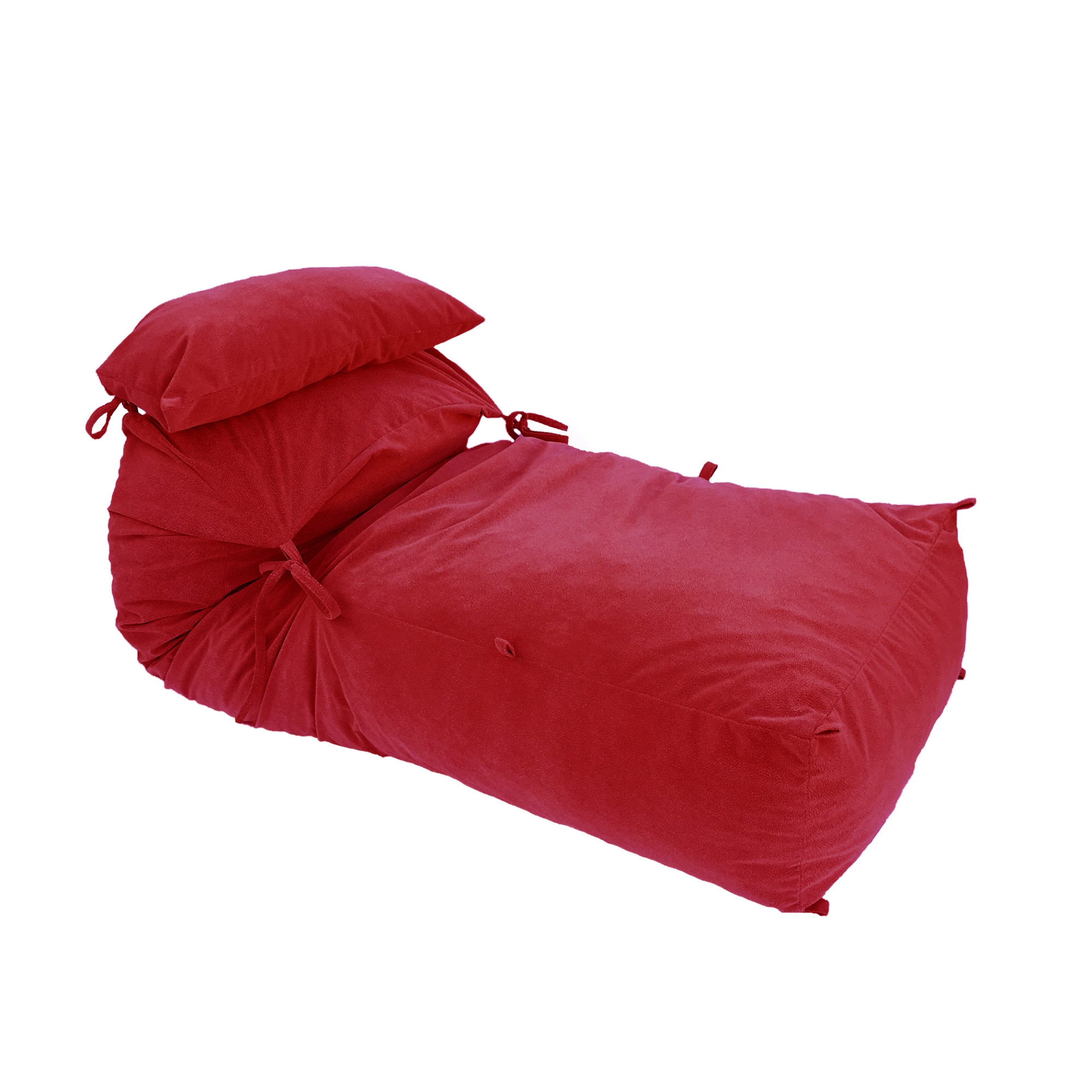 Fotoliu Pufrelax Yoga XL + Perna - Teteron Red & Black Velevet (pretabil si la exterior) umplut cu fulgi de burete memory mix®