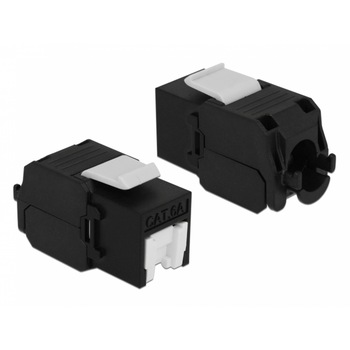 Modul keystone RJ45 la LSA Cat.6A UTP cu protectie praf Negru, Delock 86397 Modul keystone RJ45 la LSA Cat.6A UTP cu protectie praf Negru, Delock 86397
