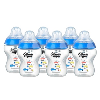 Set Biberoane Tommee Tippee, Decorate Albastru 6X260ml Set Biberoane Tommee Tippee, Decorate Albastru 6X260ml