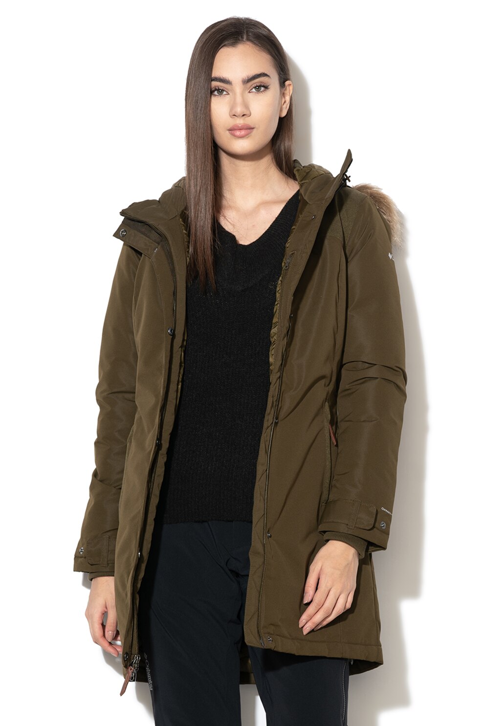 Columbia, Geaca lunga cu vatelina Lindores™, Verde oliv/maro caramel