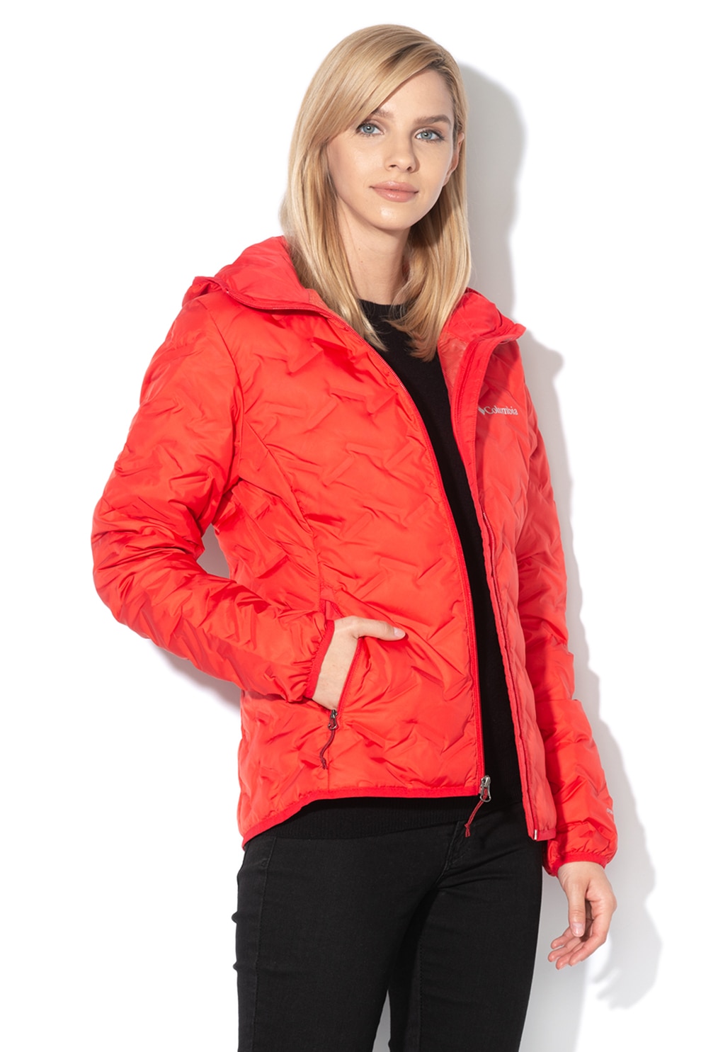 Columbia, Geaca usoara cu umplutura de puf pentru trekking Delta Ridge, Rosu vermilion