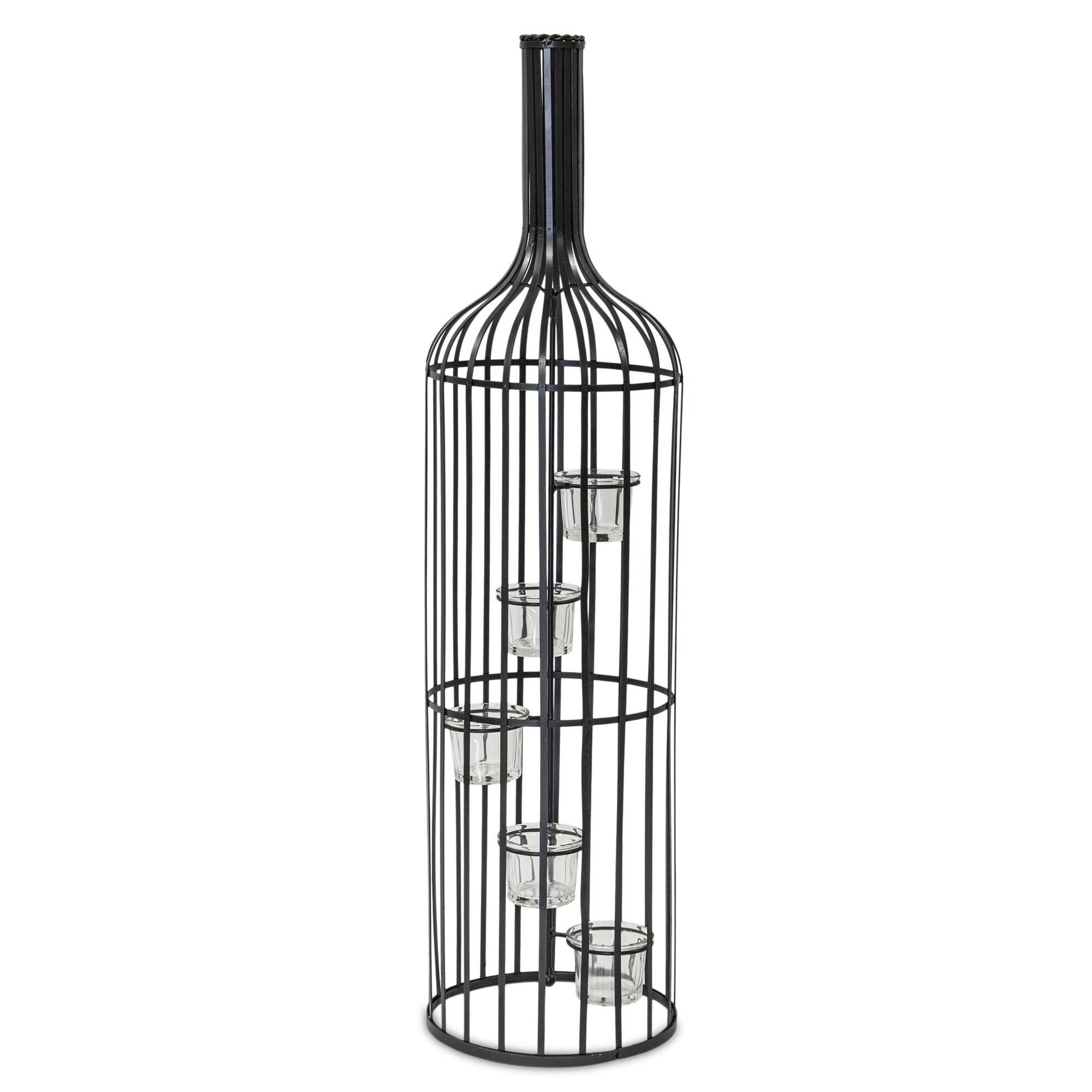 Felinar metalic, in forma de sticla, inaltime 69 cm