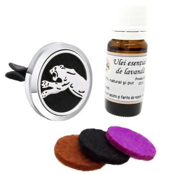 Difuzor aromaterapie auto magnetic cu ulei esential de lavanda 100% pur productie Romania-model tiger Difuzor aromaterapie auto magnetic cu ulei esential de lavanda 100% pur productie Romania-model tiger