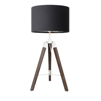 Veioza TRIPOD, Vintage, corp din lemn cu abajur textil negru Veioza TRIPOD, Vintage, corp din lemn cu abajur textil negru