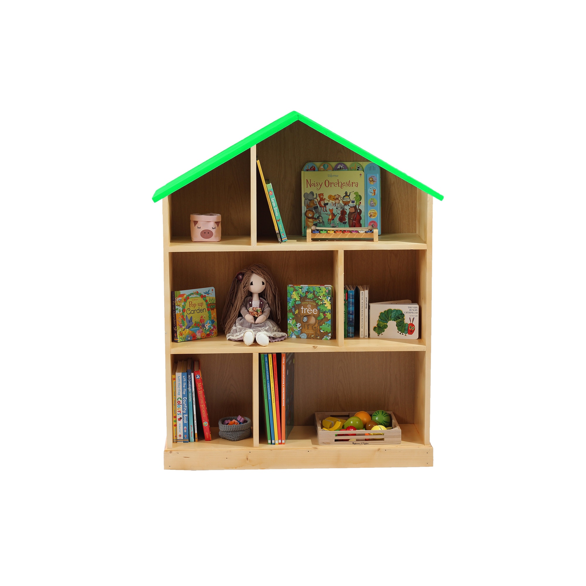 Casuta biblioteca din lemn BookHouse, Light Green, 130 cm x 96 cm x 30 cm