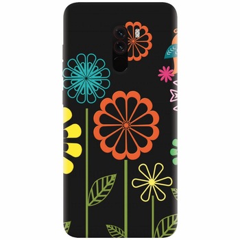 Husa silicon pentru Xiaomi Pocophone F1, Colorful Spring Birds Flowers Vectors Husa silicon pentru Xiaomi Pocophone F1, Colorful Spring Birds Flowers Vectors